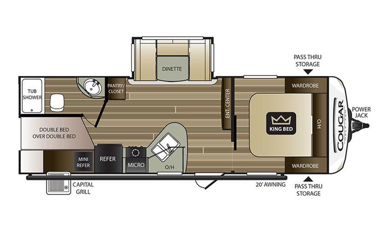 2018 Keystone Cougar 25BHSWE Floorplan