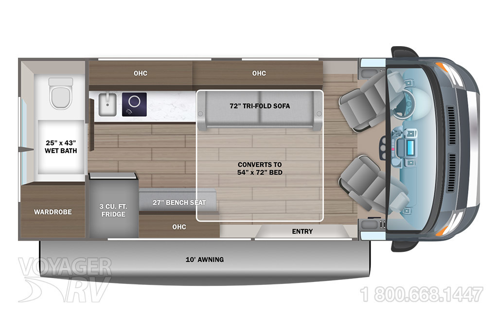 2023 Roadtrek Play Slumber Pop-Top Floorplan