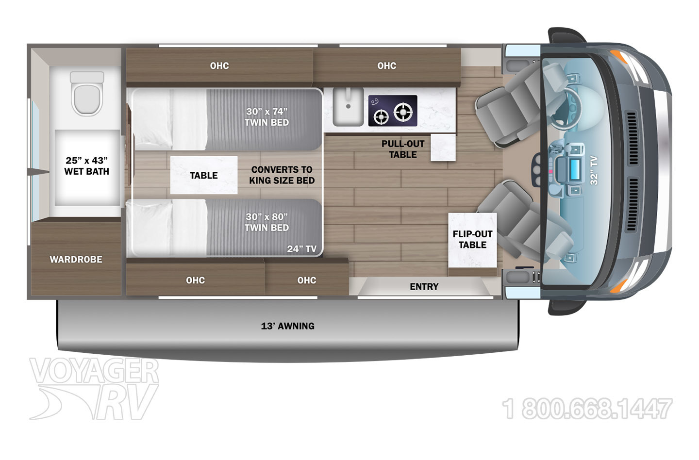 2023 Roadtrek Play Slumber Pop-Top Floorplan