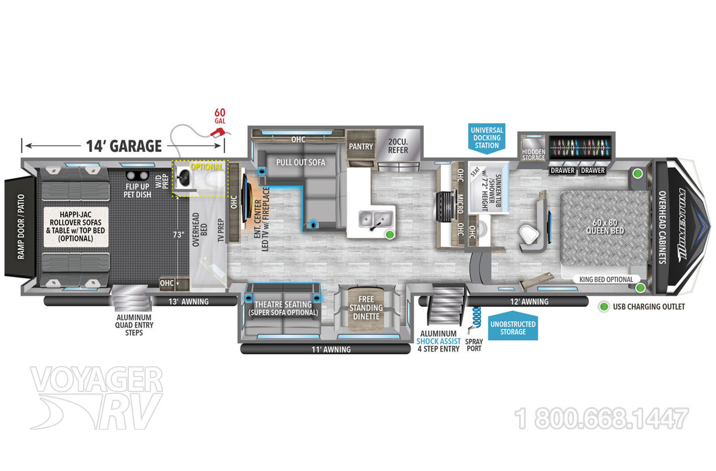 2024 Grand Design Momentum M-Class 395MS Floorplan