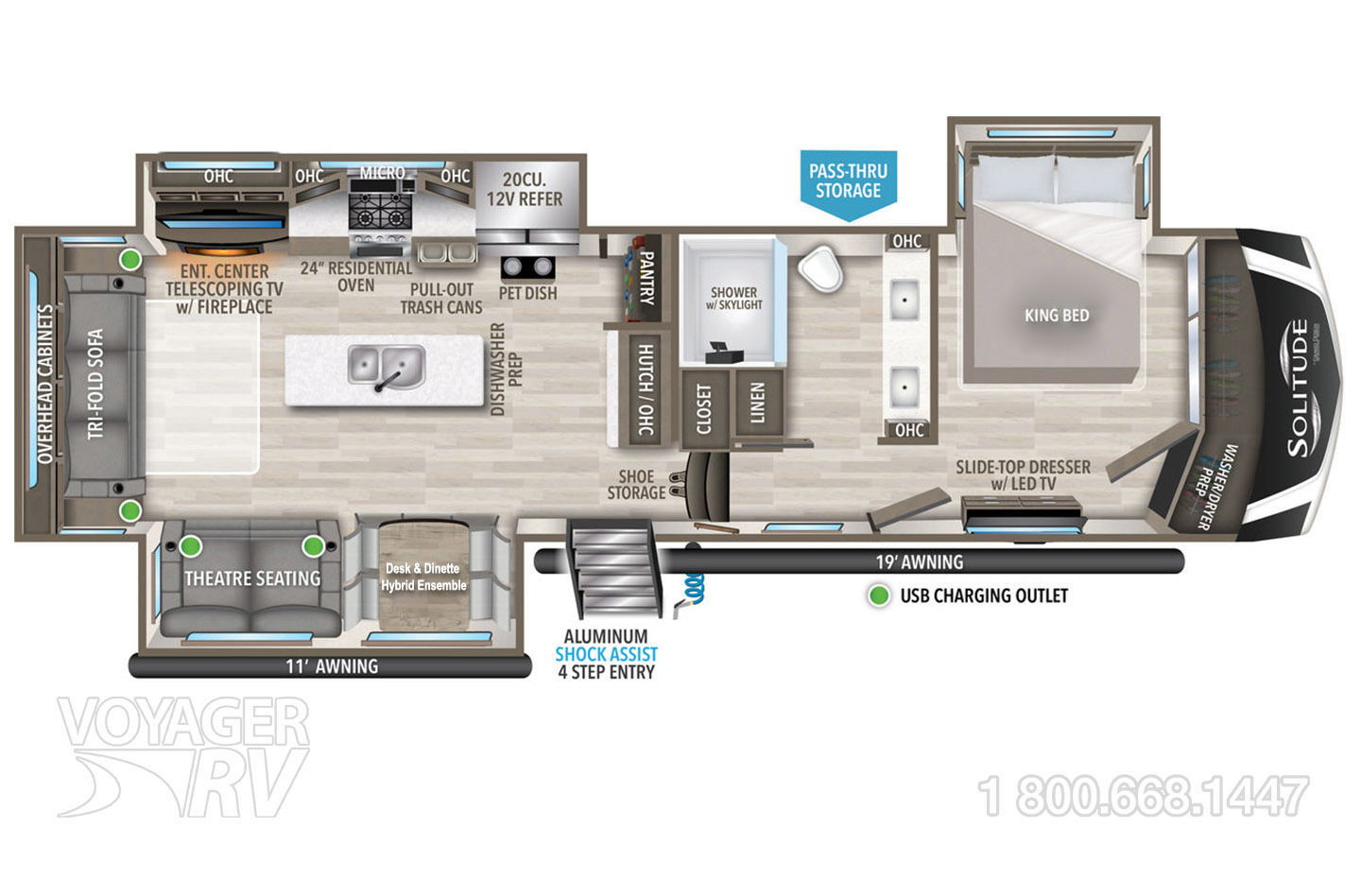 2022 Grand Design Solitude 346FLS Floorplan