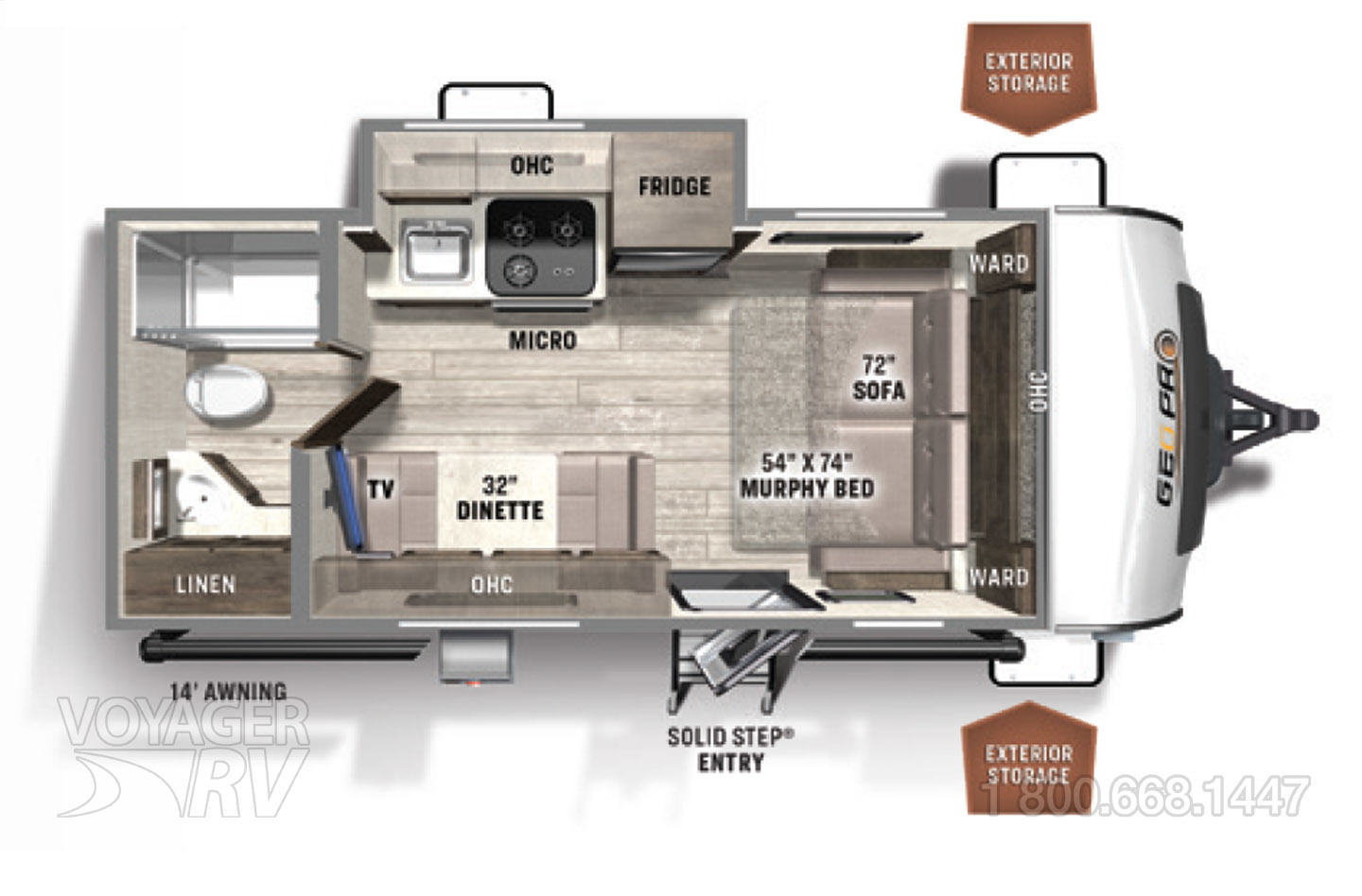 2022 Forest River Rockwood Geo Pro 19FDS Floorplan