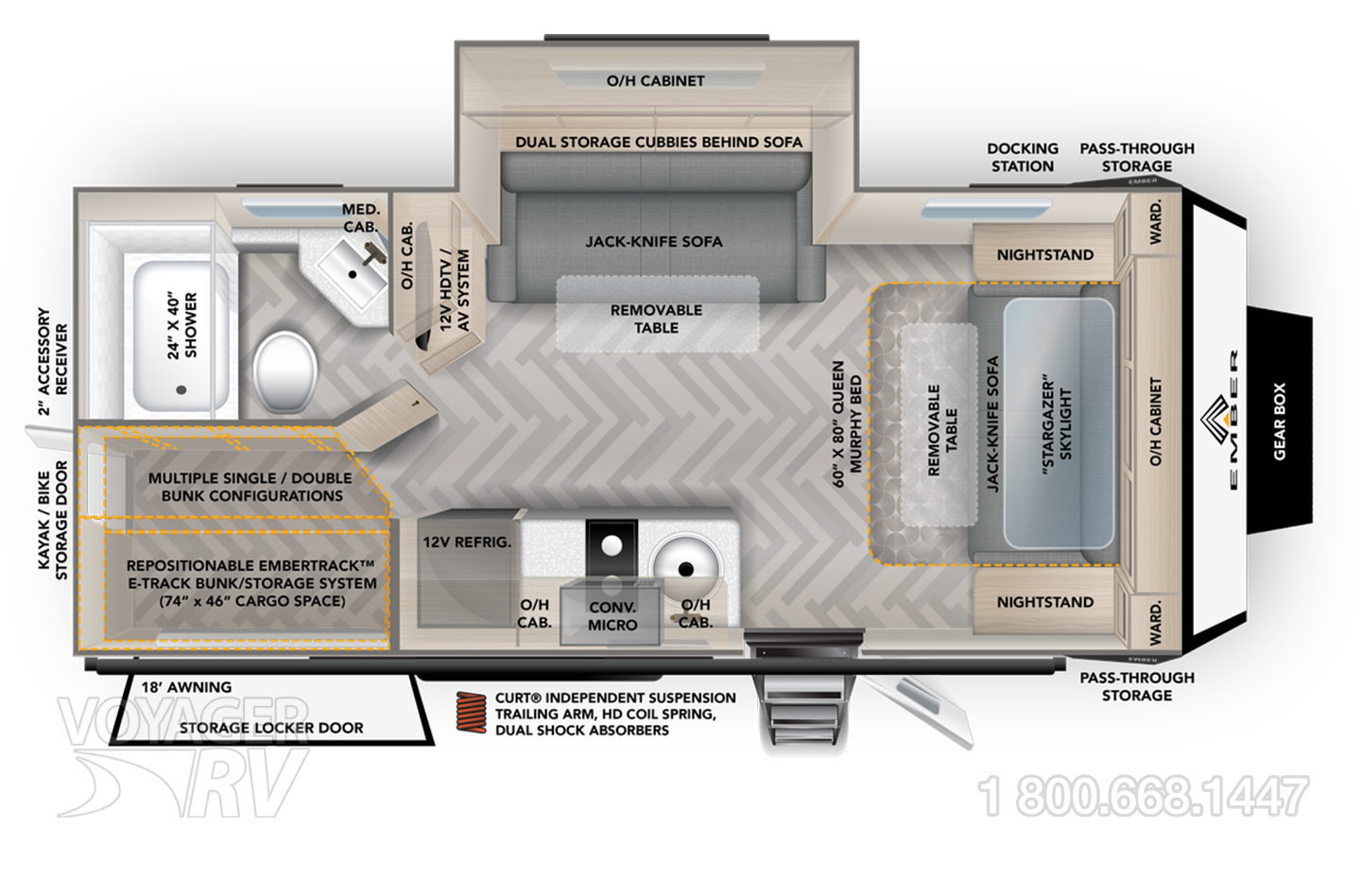 2024 Ember Overland Tandem 221MSL Floorplan