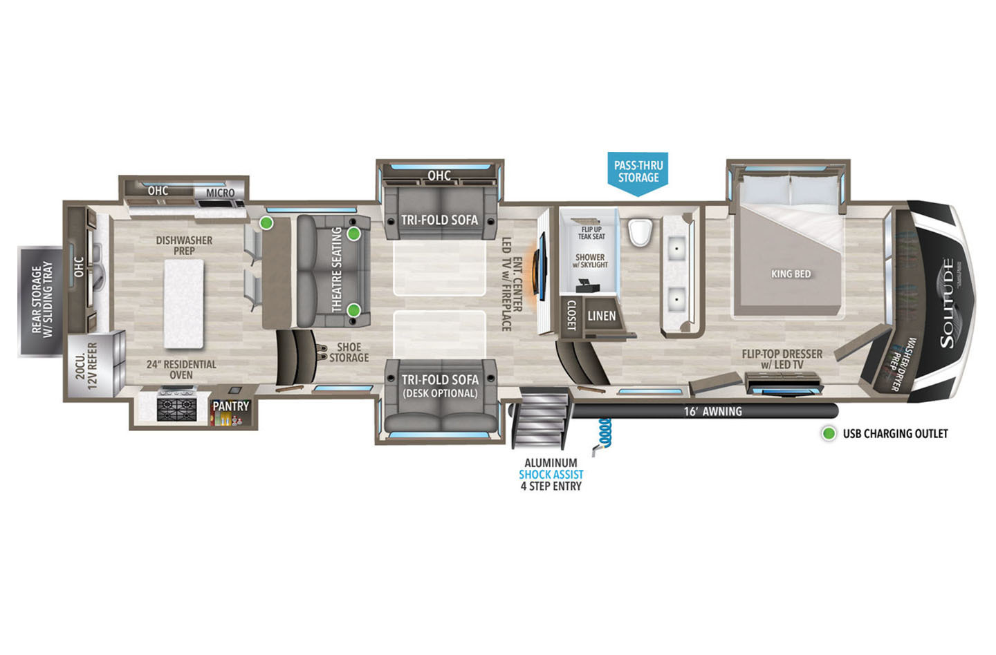 2023 Grand Design Solitude 346FLS Floorplan