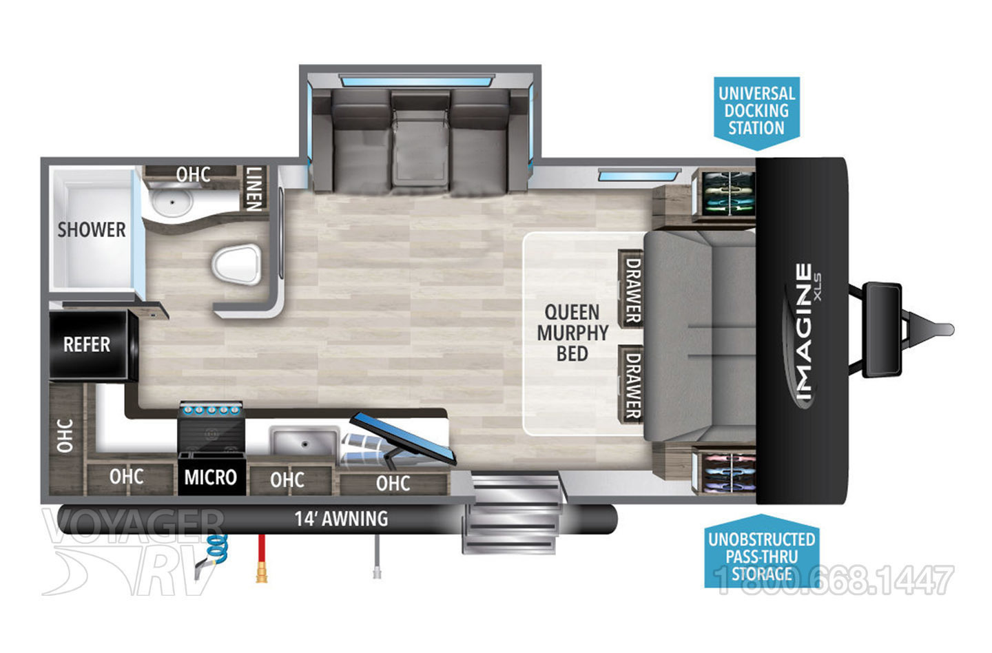 2022 Forest River Rockwood Geo Pro 19FDS Floorplan