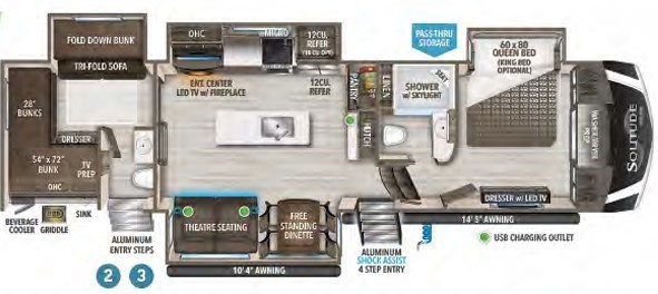 2022 Grand Design Solitude 3740BHR Floorplan