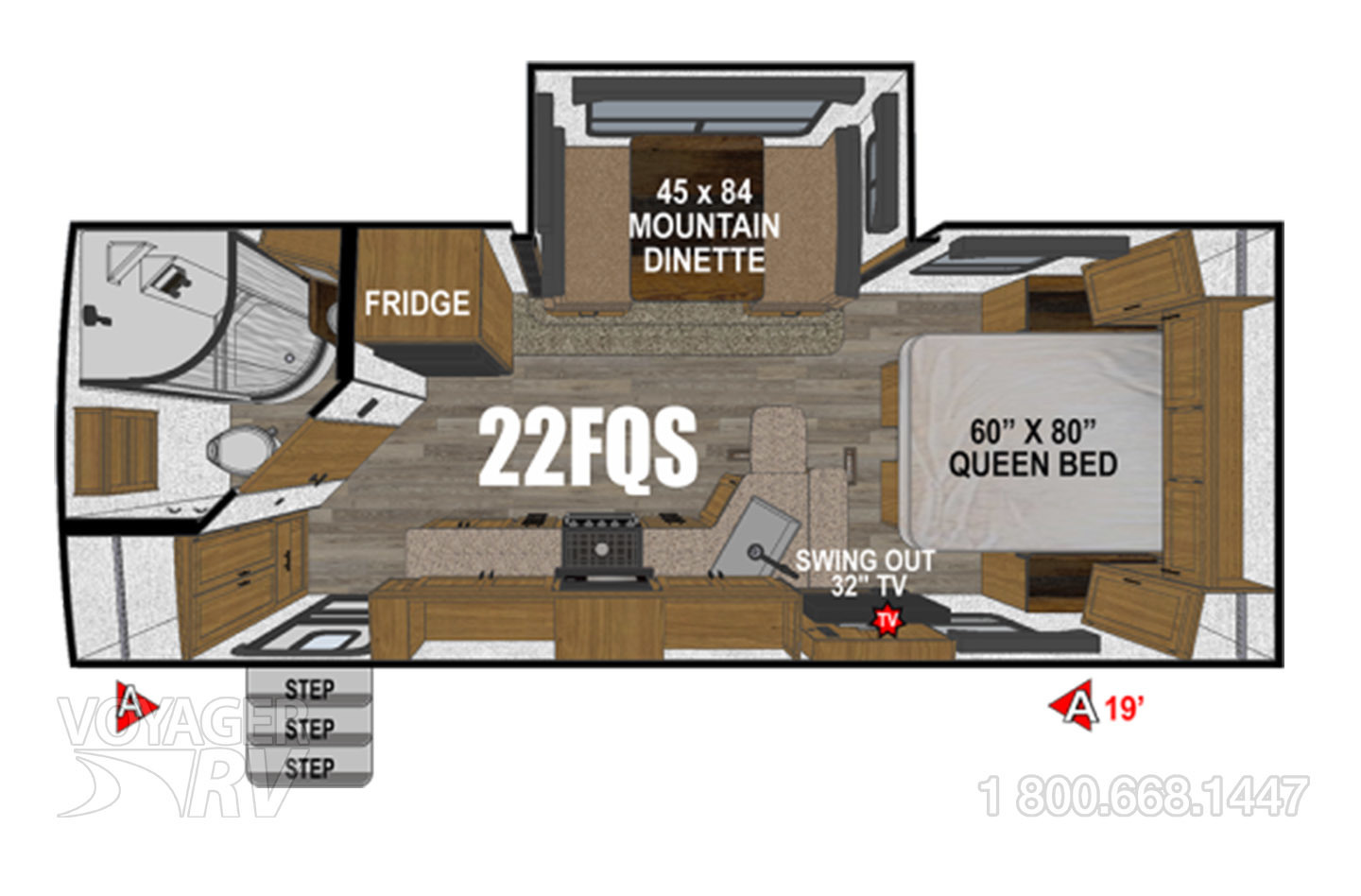 2023 Outdoors RV Timber Ridge Mountain Series 22FQS  Floorplan
