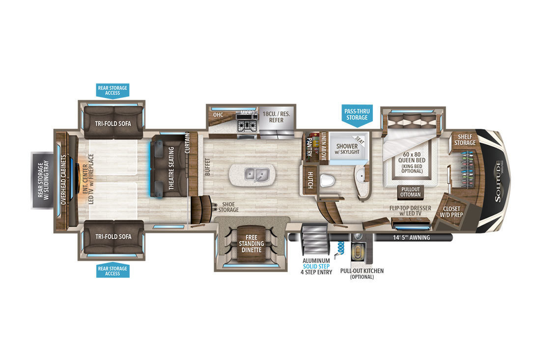 2018 Grand Design Solitude 375RES Floorplan