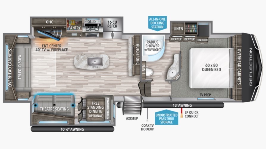 2022 Grand Design Reflection 303RLS Floorplan