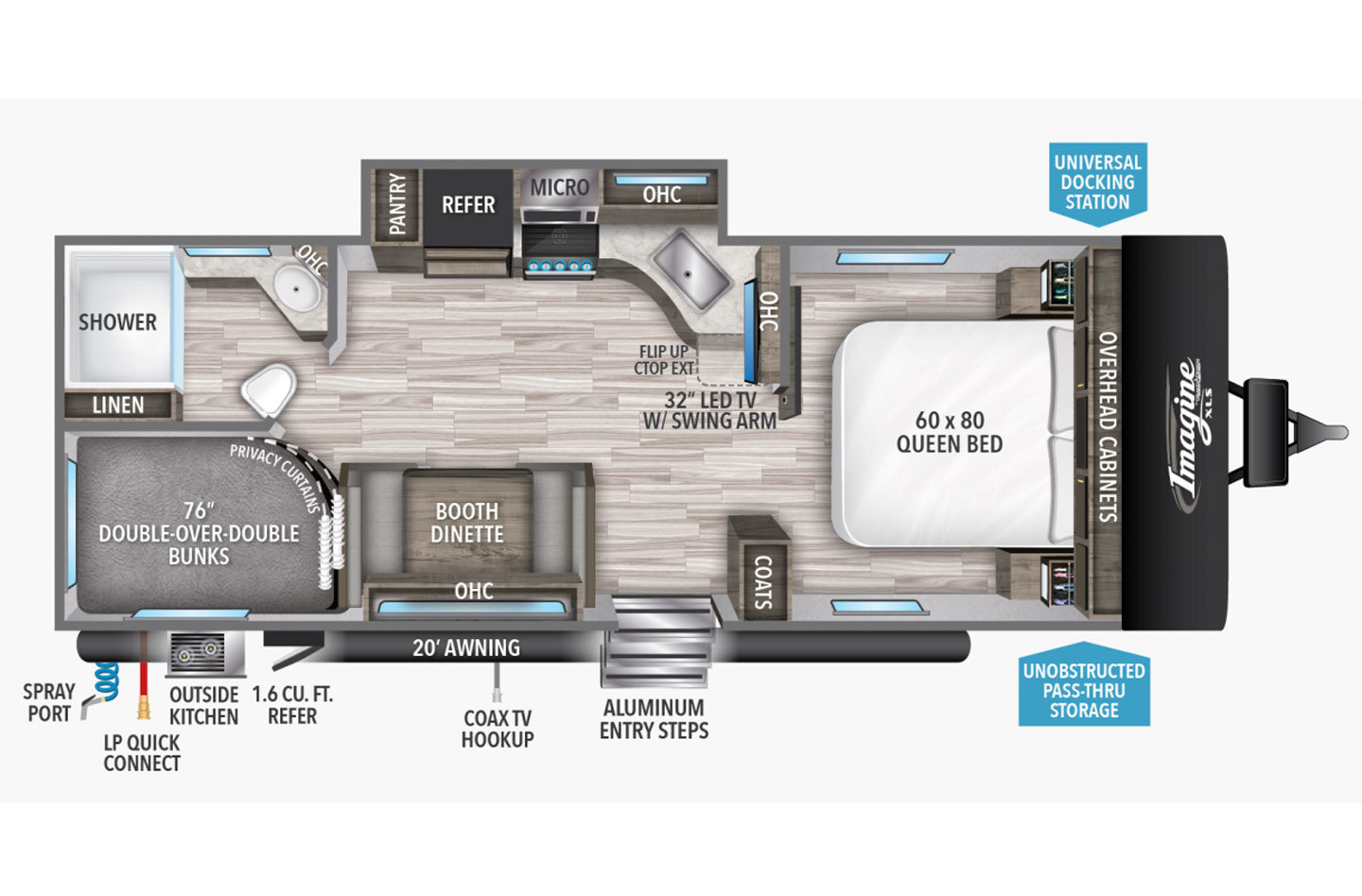 2023 Grand Design Imagine XLS 23BHE Floorplan