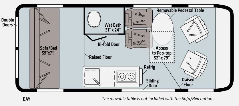 2022 Winnebago Solis 59P Pop-Top Floorplan