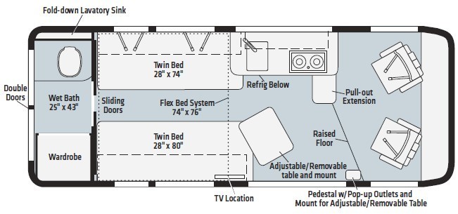 2023 Winnebago Solis 59P Pop-Top Floorplan