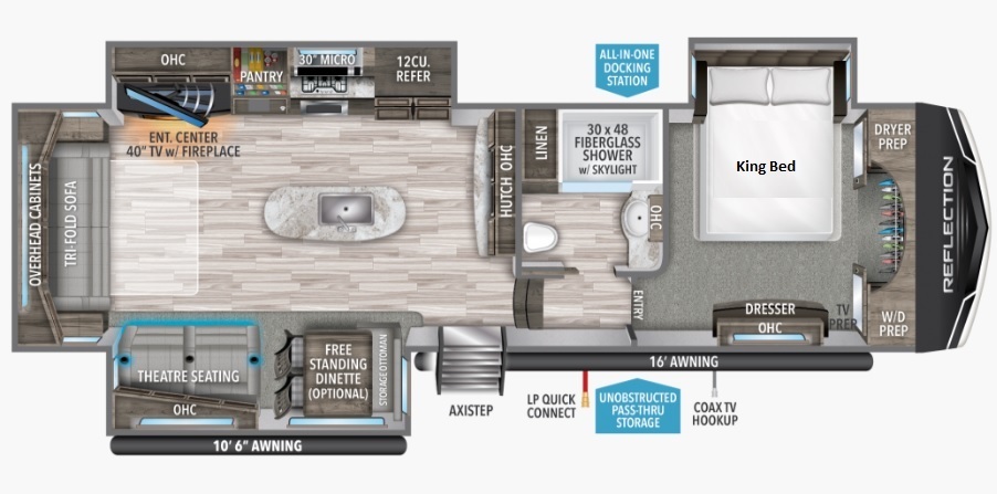 2022 Grand Design Reflection 337RLS Floorplan