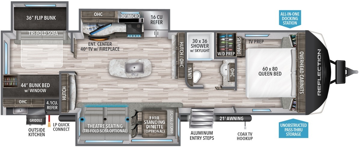 2022 Grand Design Reflection 312BHTS Floorplan