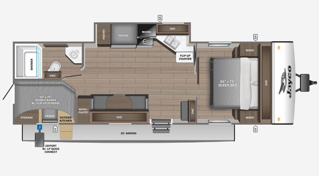 2023 Jayco Jay Feather 22BH Floorplan