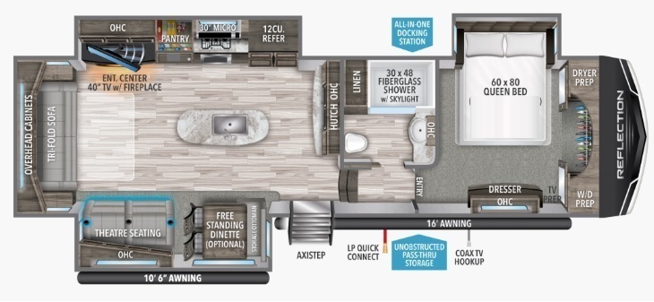 2022 Grand Design Reflection 337RLS Floorplan