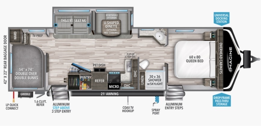 2023 Grand Design Imagine XLS 25BHE Floorplan