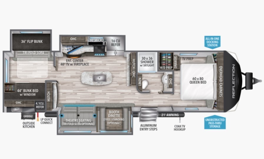 2022 Grand Design Reflection 312BHTS Floorplan