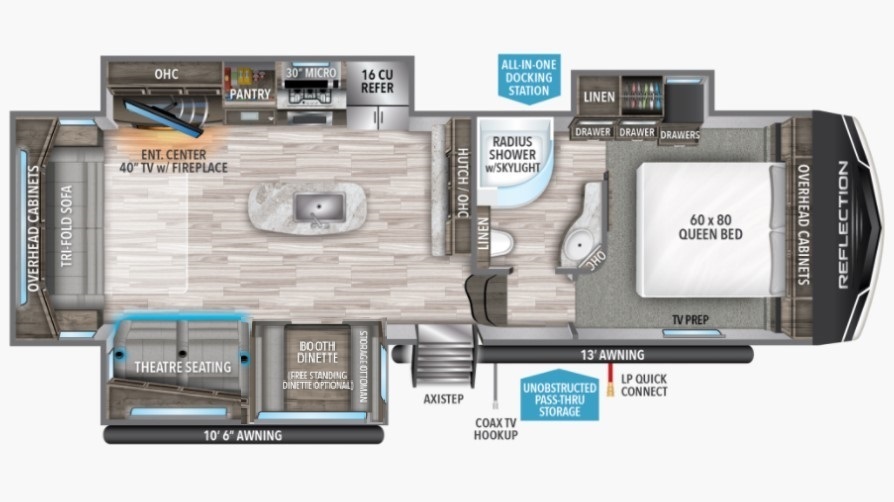 2022 Grand Design Reflection 303RLS Floorplan