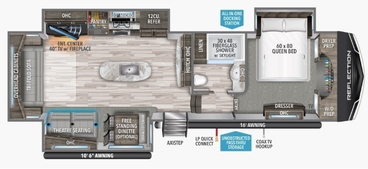 2022 Grand Design Reflection 337RLS Floorplan