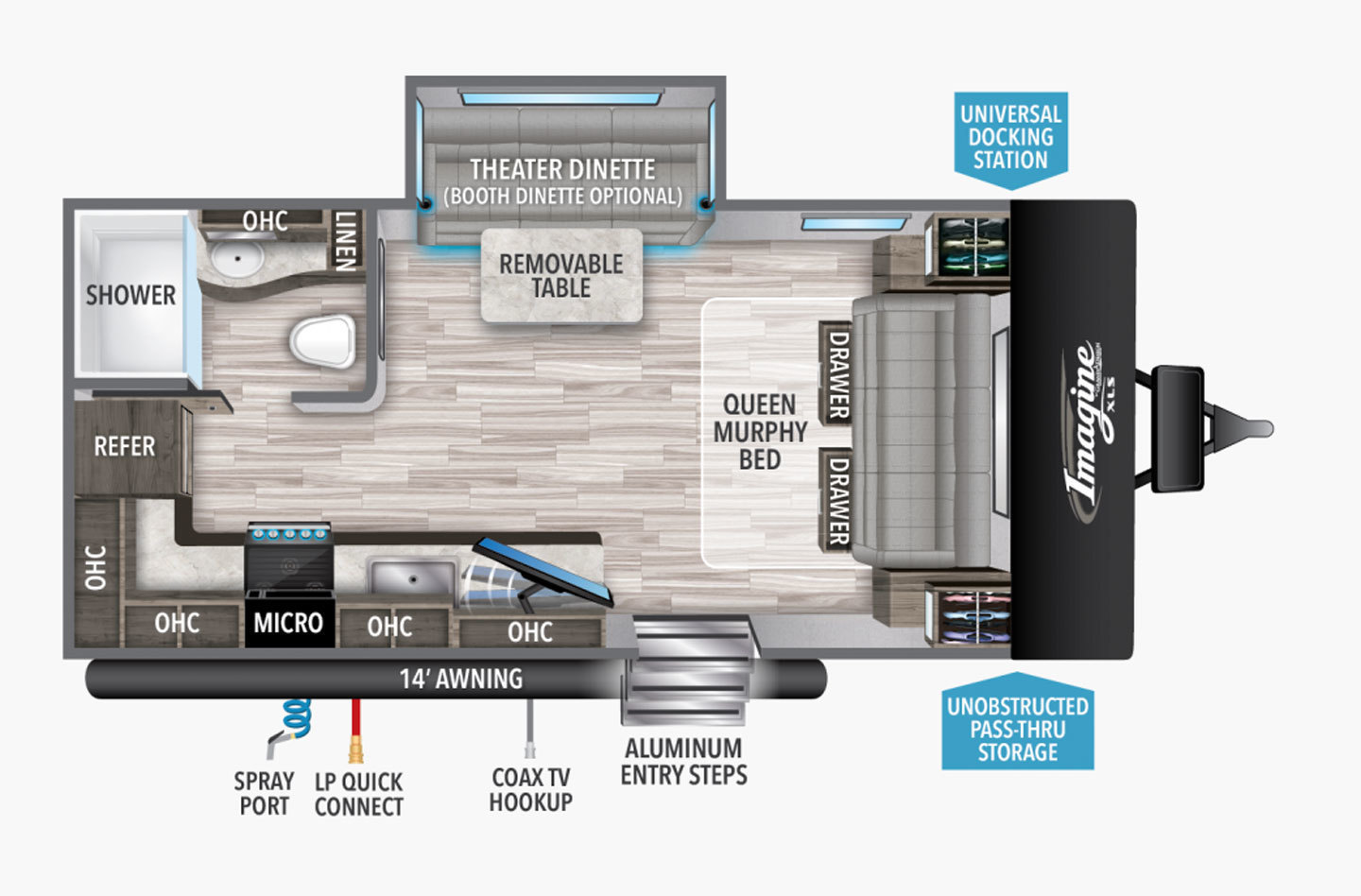 2022 Grand Design Imagine XLS 17MKE Floorplan
