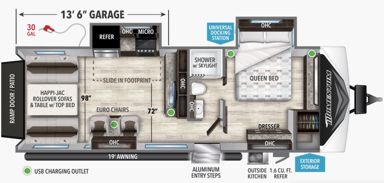 2022 Grand Design Momentum G-Class 25G Floorplan