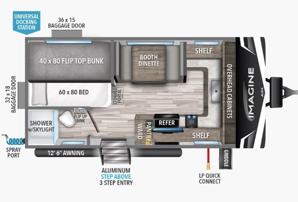 2023 Grand Design Imagine AIM 15BH Off-Grid Floorplan