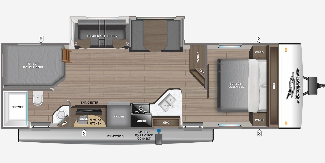 2023 Jayco Jay Feather 27BHB Floorplan