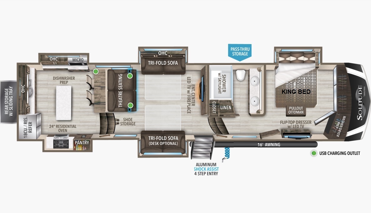 2023 Grand Design Solitude 390RK Floorplan
