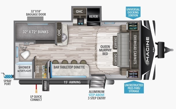 2023 Grand Design Imagine Aim 18BH Floorplan