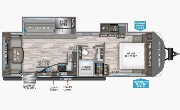 2023 Grand Design Reflection 296RDTS Floorplan