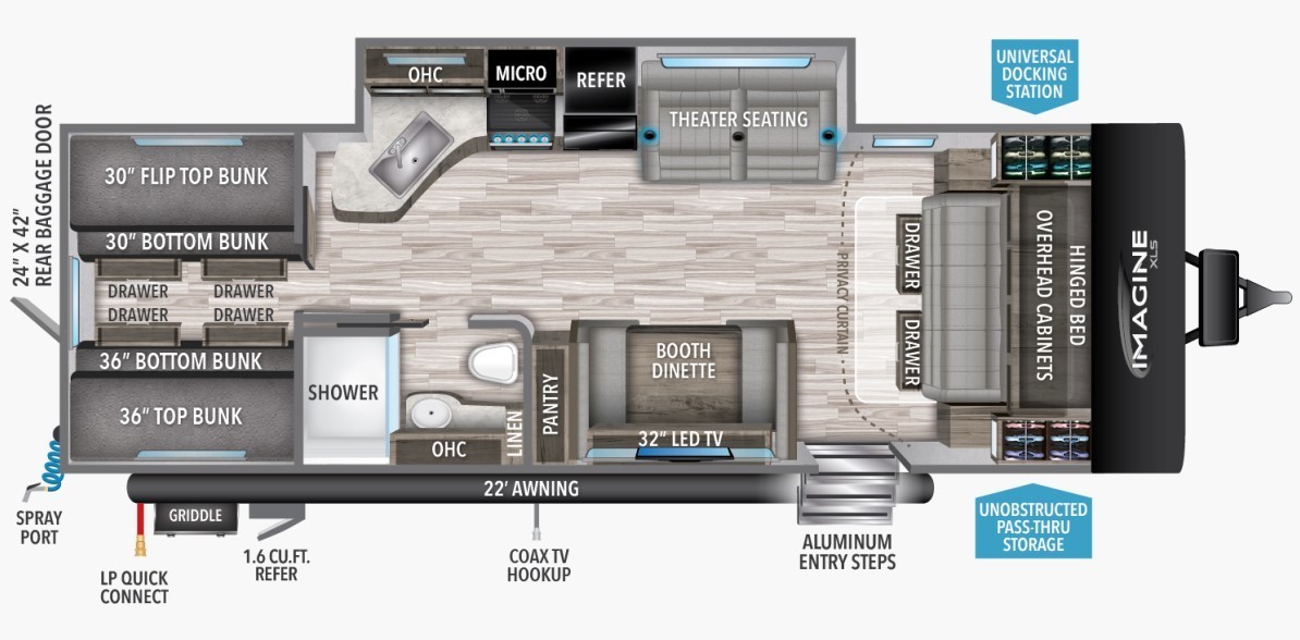 2023 Grand Design Imagine XLS 25BHE Floorplan