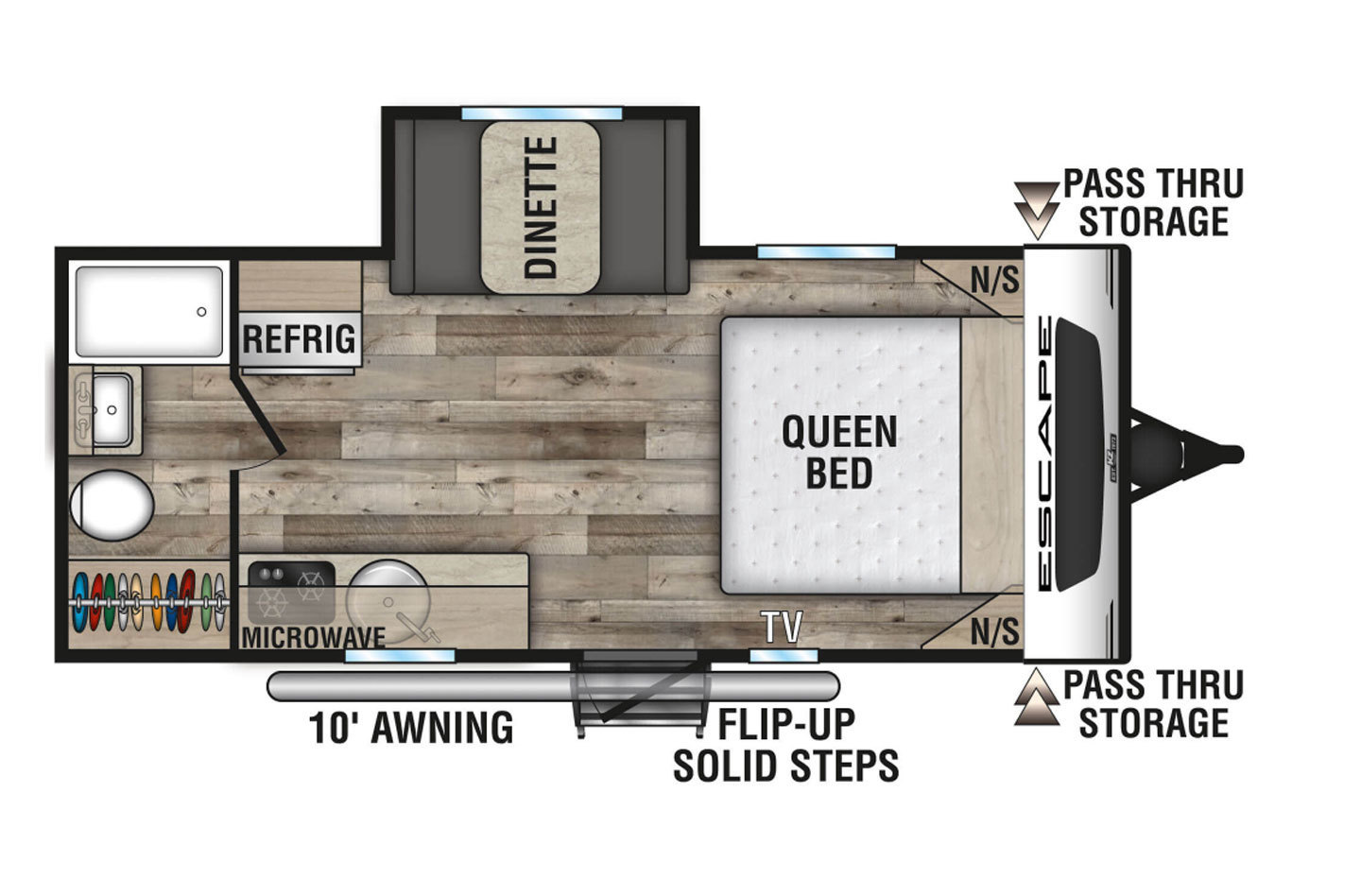 2023 KZ Escape E181RB OFF-GRID Floorplan