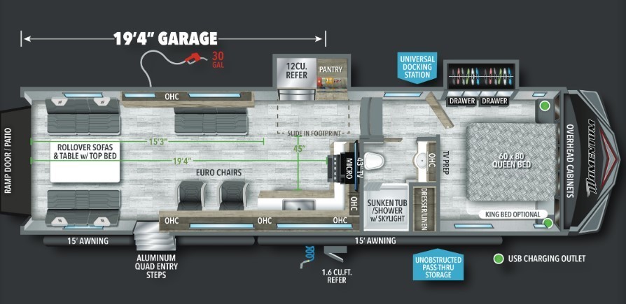 2023 Grand Design Momentum 315G Floorplan