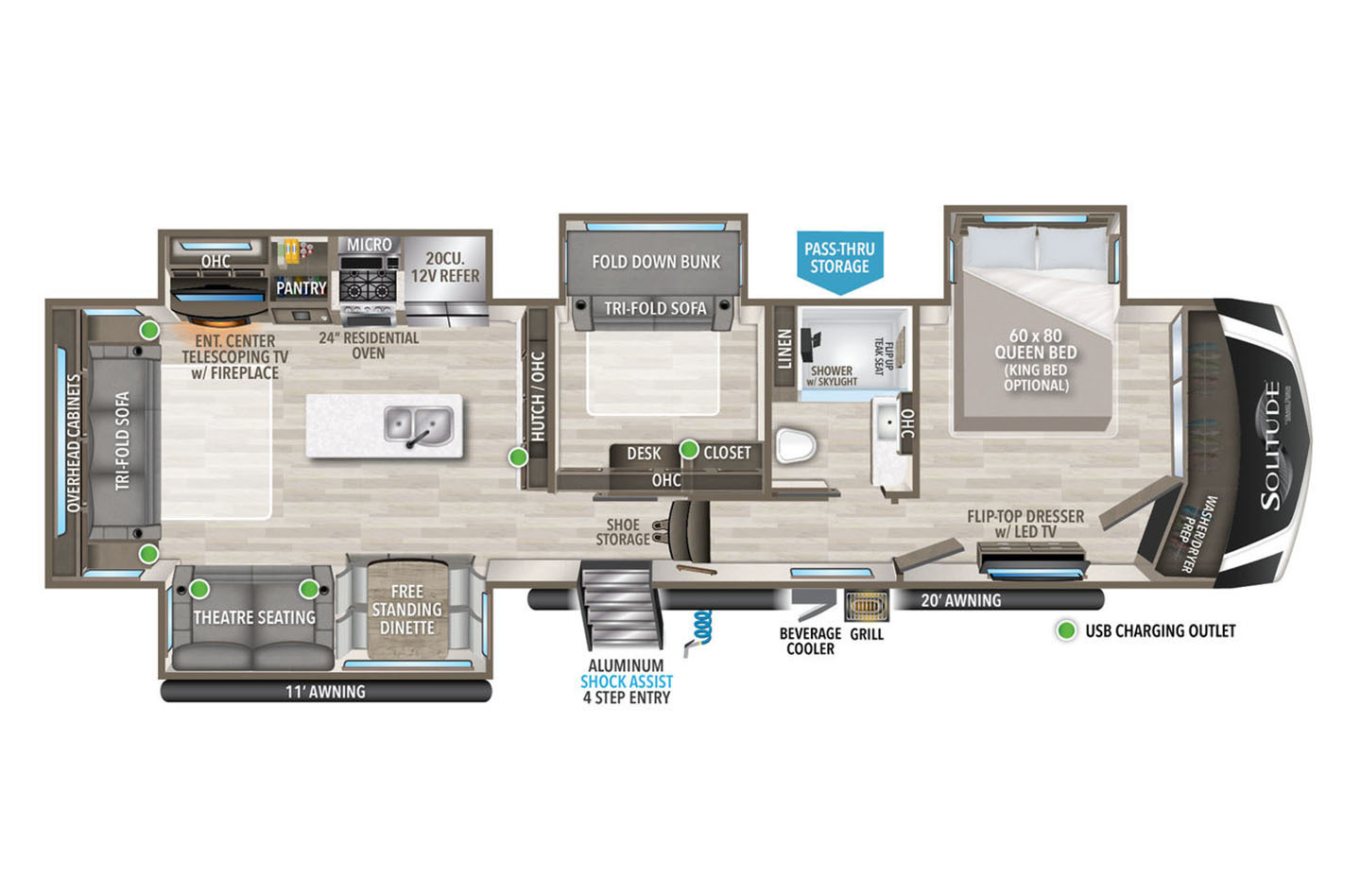2023 Grand Design Solitude 378MBS Floorplan