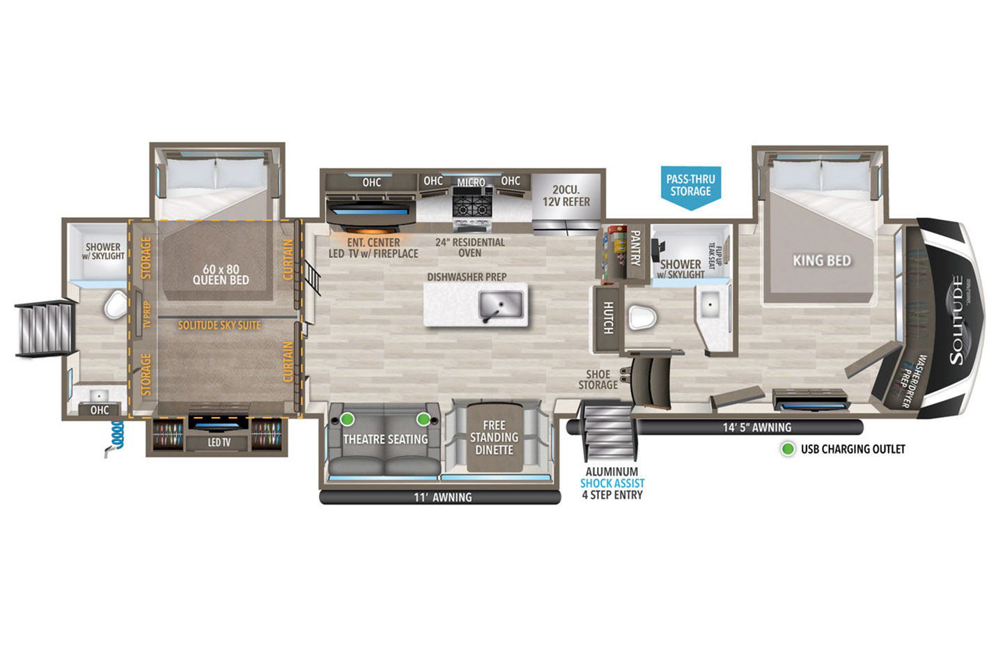 2024 Grand Design Solitude 417KB Floorplan