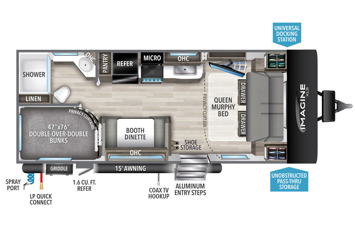 2023 Grand Design Imagine XLS 21BHE Floorplan