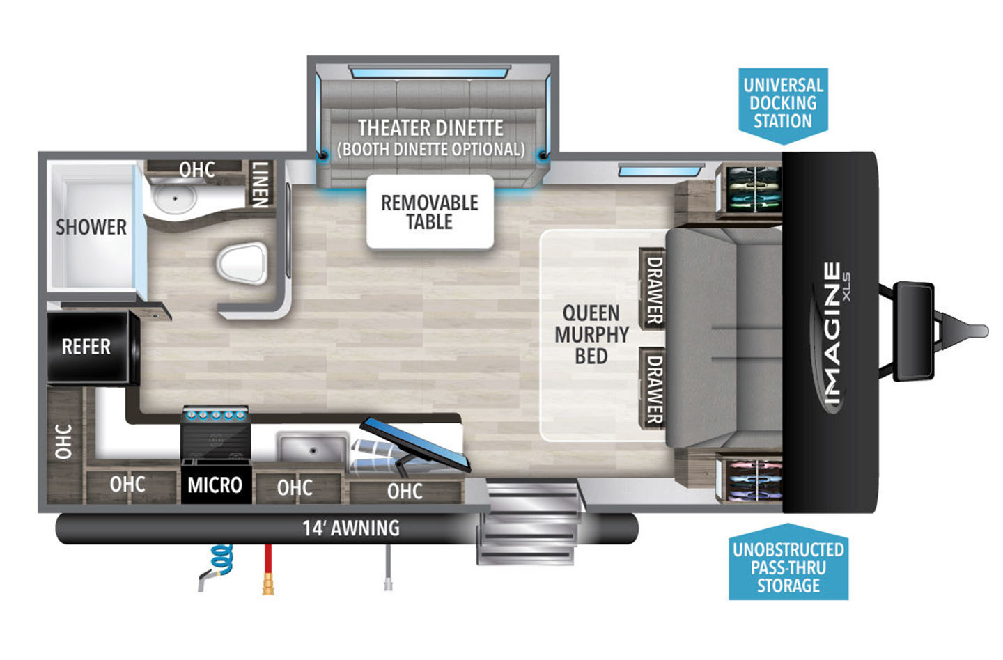 2023 Grand Design Imagine XLS 17MKE Floorplan
