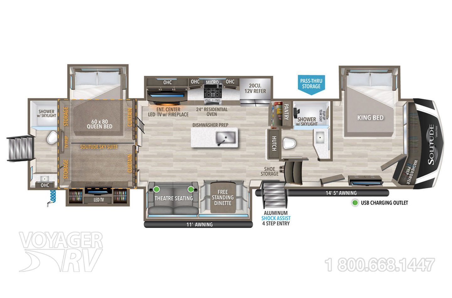 2024 Grand Design Solitude 391DL Floorplan